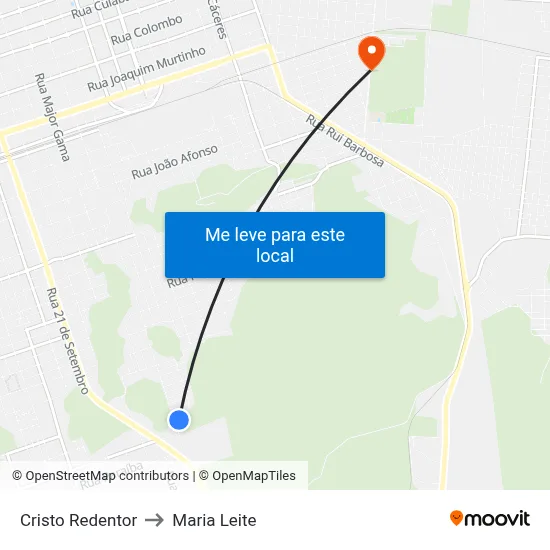 Cristo Redentor to Maria Leite map