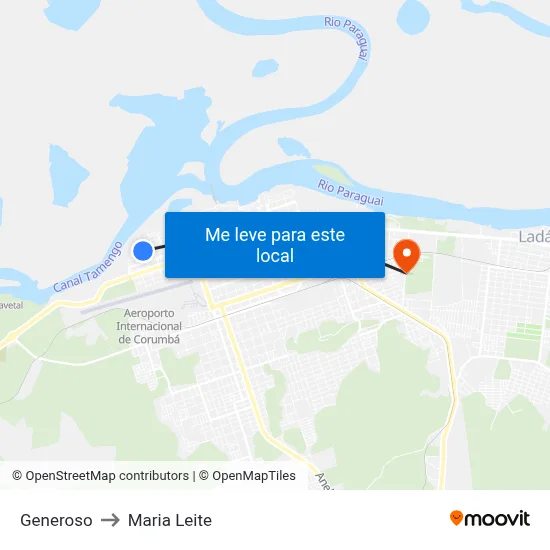 Generoso to Maria Leite map
