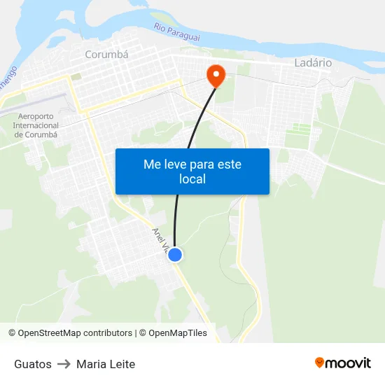 Guatos to Maria Leite map