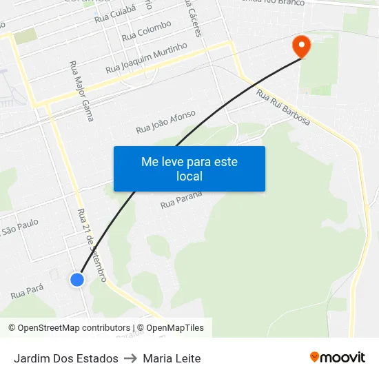 Jardim Dos Estados to Maria Leite map