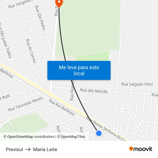 Previsul to Maria Leite map