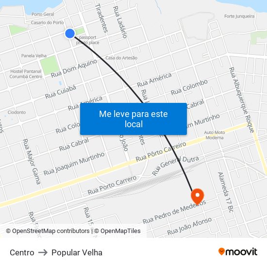 Centro to Popular Velha map