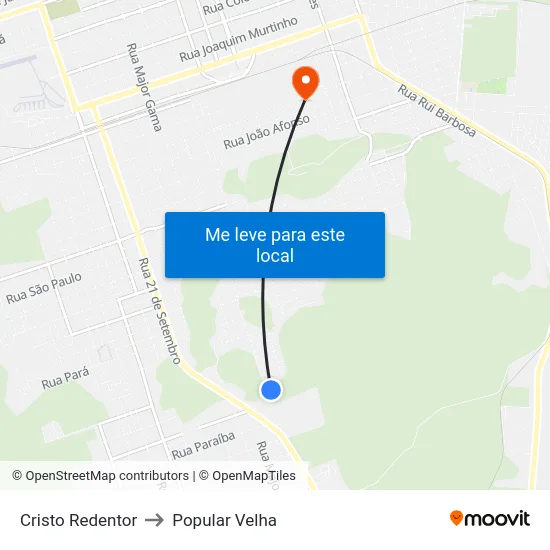Cristo Redentor to Popular Velha map