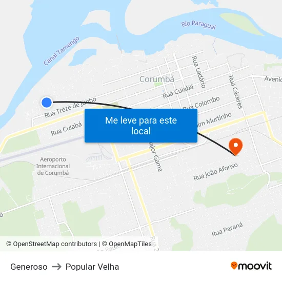 Generoso to Popular Velha map
