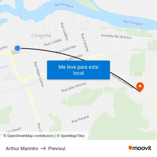 Arthur Marinho to Previsul map