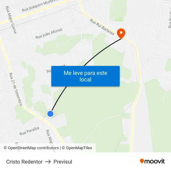 Cristo Redentor to Previsul map