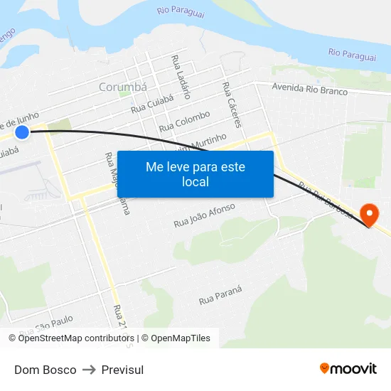 Dom Bosco to Previsul map