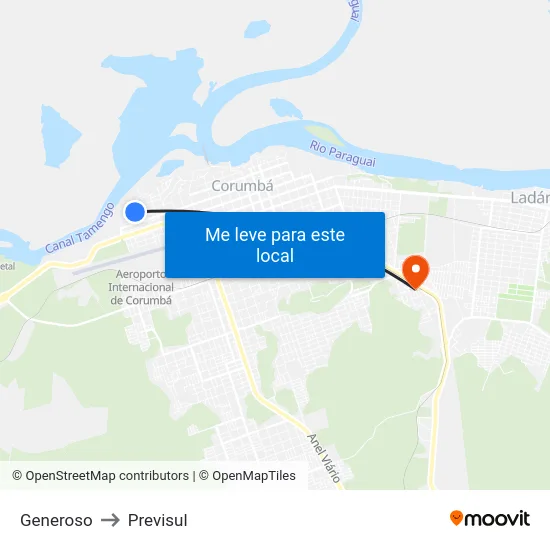 Generoso to Previsul map