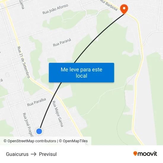 Guaicurus to Previsul map