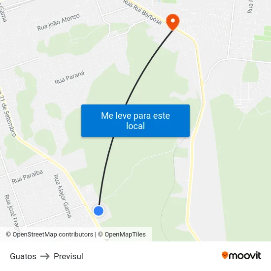 Guatos to Previsul map