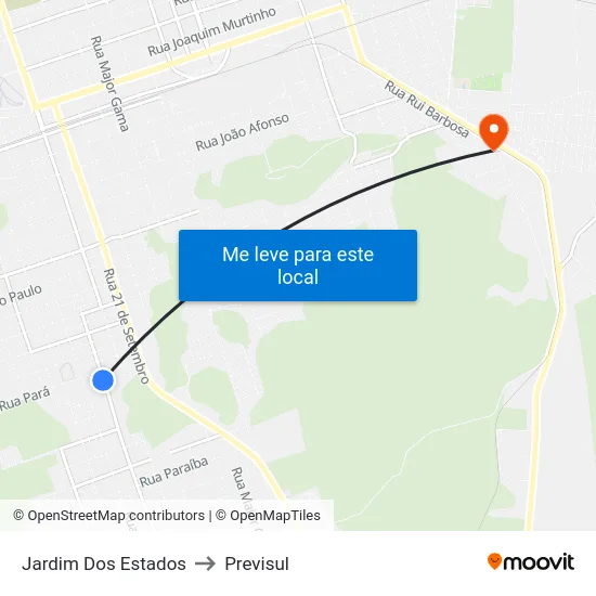 Jardim Dos Estados to Previsul map