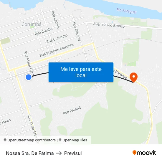 Nossa Sra. De Fátima to Previsul map