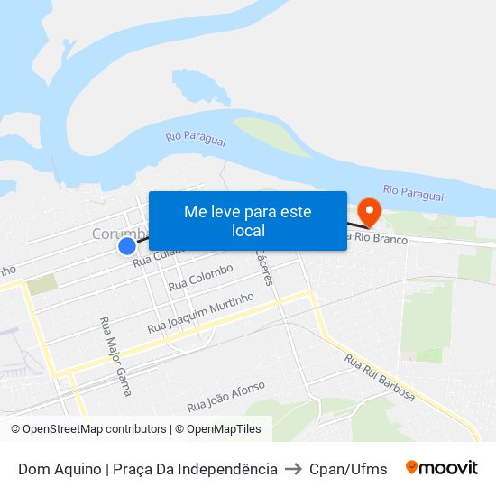 Dom Aquino | Praça Da Independência to Cpan/Ufms map
