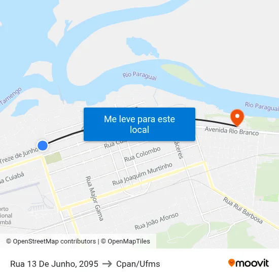 Rua 13 De Junho, 2095 to Cpan/Ufms map