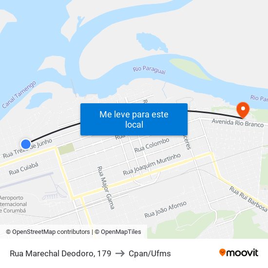 Rua Marechal Deodoro, 179 to Cpan/Ufms map