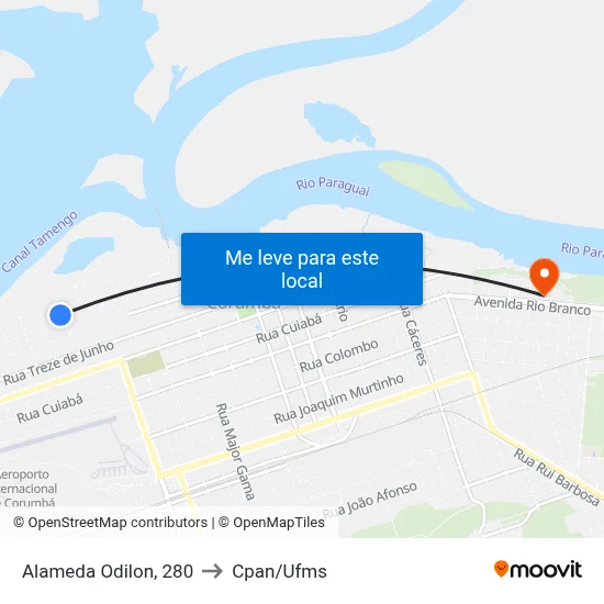 Alameda Odilon, 280 to Cpan/Ufms map