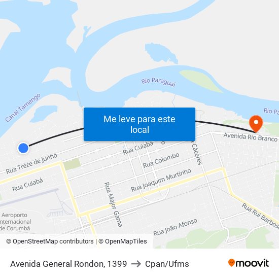 Avenida General Rondon, 1399 to Cpan/Ufms map
