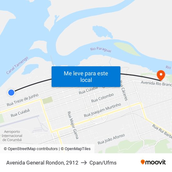 Avenida General Rondon, 2912 to Cpan/Ufms map