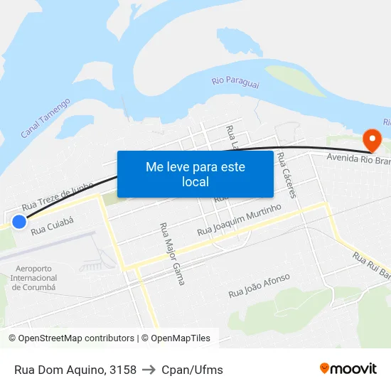 Rua Dom Aquino, 3158 to Cpan/Ufms map