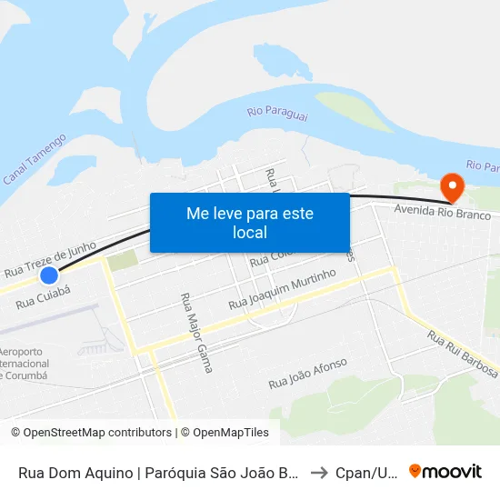 Rua Dom Aquino | Paróquia São João Bosco (Ida) to Cpan/Ufms map