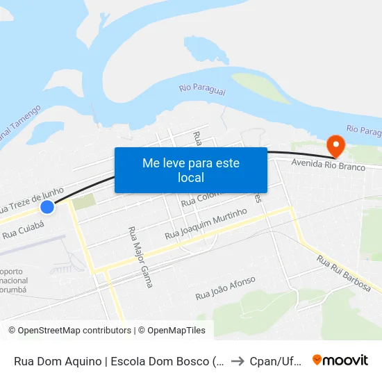 Rua Dom Aquino | Escola Dom Bosco (Ida) to Cpan/Ufms map