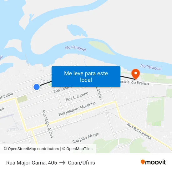 Rua Major Gama, 405 to Cpan/Ufms map