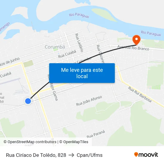 Rua Ciríaco De Tolêdo, 828 to Cpan/Ufms map