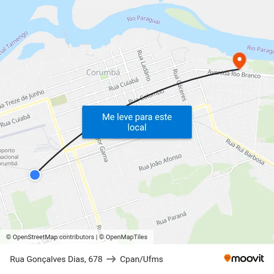 Rua Gonçalves Dias, 678 to Cpan/Ufms map