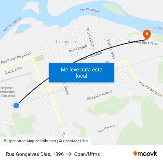 Rua Gonçalves Dias, 1896 to Cpan/Ufms map