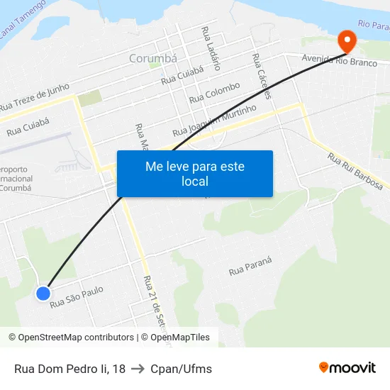 Rua Dom Pedro Ii, 18 to Cpan/Ufms map