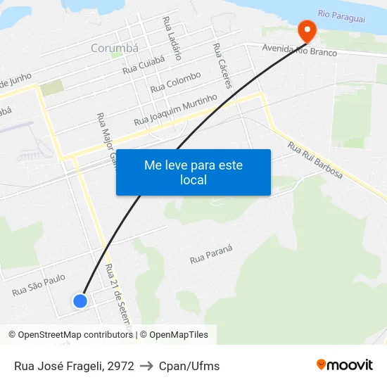 Rua José Frageli, 2972 to Cpan/Ufms map