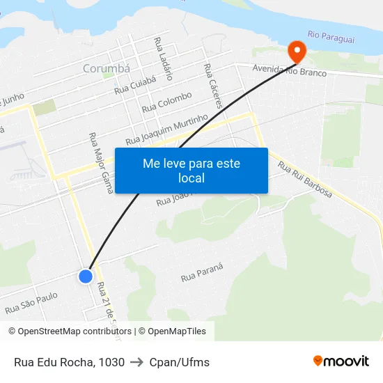 Rua Edu Rocha, 1030 to Cpan/Ufms map