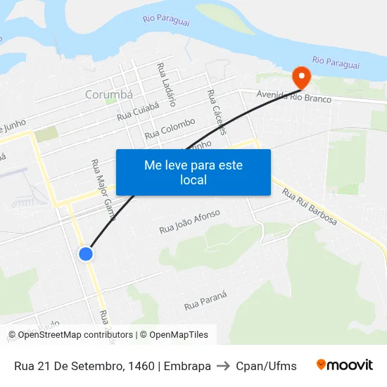 Rua 21 De Setembro, 1460 | Embrapa to Cpan/Ufms map