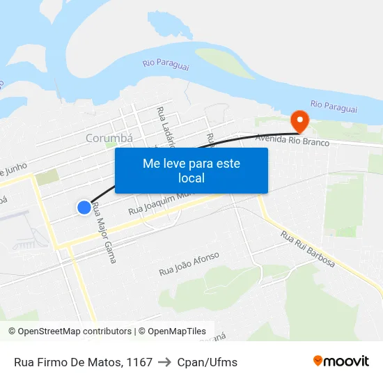 Rua Firmo De Matos, 1167 to Cpan/Ufms map