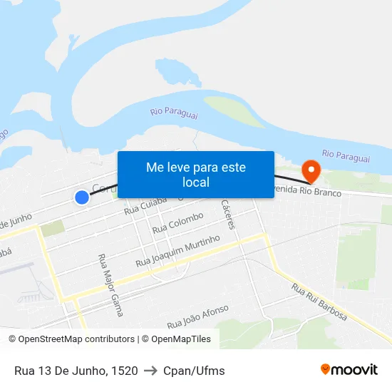 Rua 13 De Junho, 1520 to Cpan/Ufms map