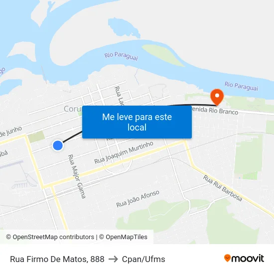 Rua Firmo De Matos, 888 to Cpan/Ufms map