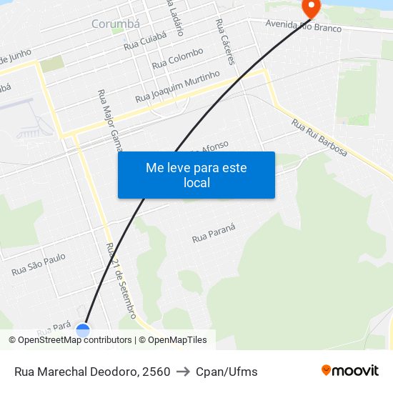 Rua Marechal Deodoro, 2560 to Cpan/Ufms map
