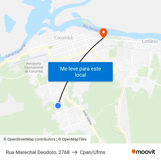 Rua Marechal Deodoro, 2768 to Cpan/Ufms map