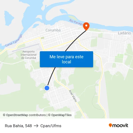 Rua Bahia, 548 to Cpan/Ufms map