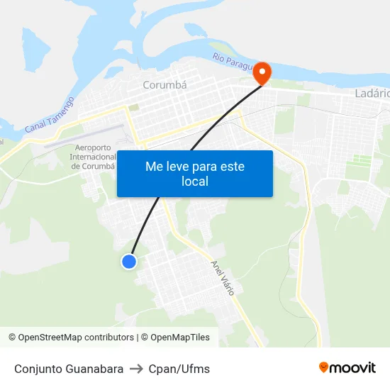 Conjunto Guanabara to Cpan/Ufms map