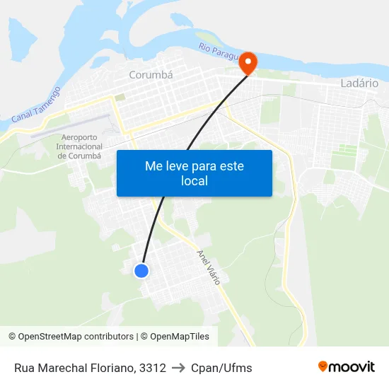 Rua Marechal Floriano, 3312 to Cpan/Ufms map