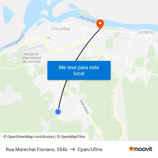 Rua Marechal Floriano, 3546 to Cpan/Ufms map
