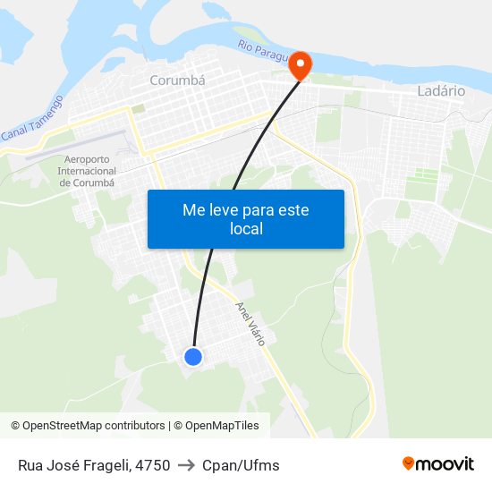 Rua José Frageli, 4750 to Cpan/Ufms map