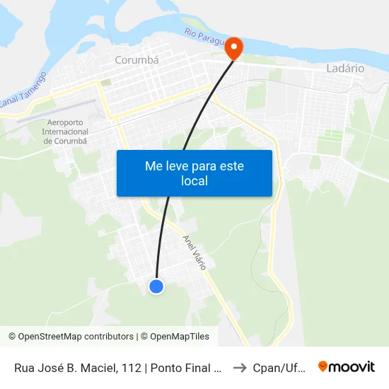 Rua José B. Maciel, 112 | Ponto Final 104 to Cpan/Ufms map