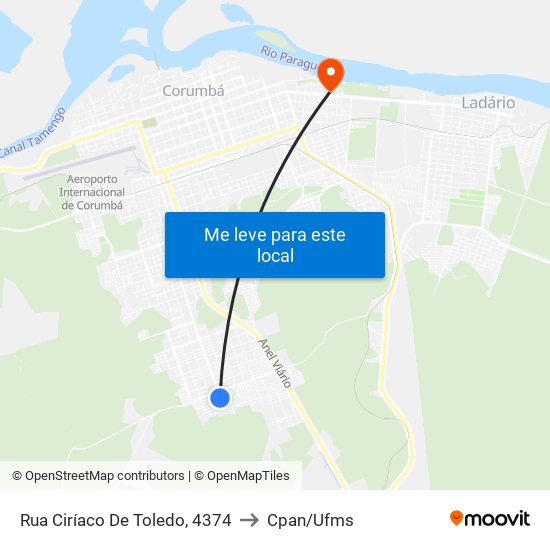 Rua Ciríaco De Toledo, 4374 to Cpan/Ufms map