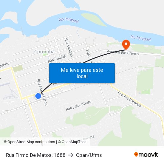 Rua Firmo De Matos, 1688 to Cpan/Ufms map
