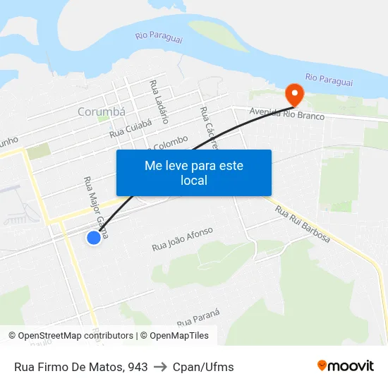 Rua Firmo De Matos, 943 to Cpan/Ufms map