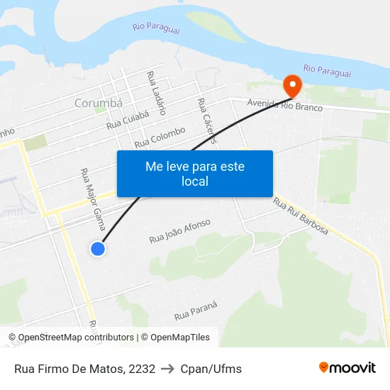 Rua Firmo De Matos, 2232 to Cpan/Ufms map