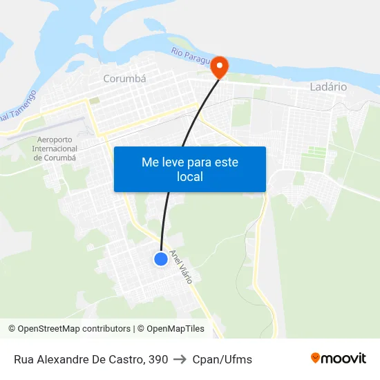 Rua Alexandre De Castro, 390 to Cpan/Ufms map
