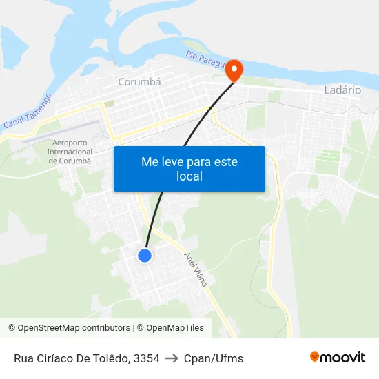 Rua Ciríaco De Tolêdo, 3354 to Cpan/Ufms map